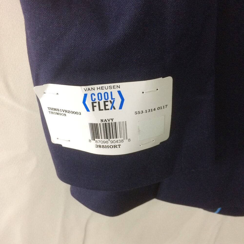 NEW Van Heusen Cool Flex Navy Blazer 38S Slim Fit Stretch Suit Jacket NWT - Picture 4 of 5